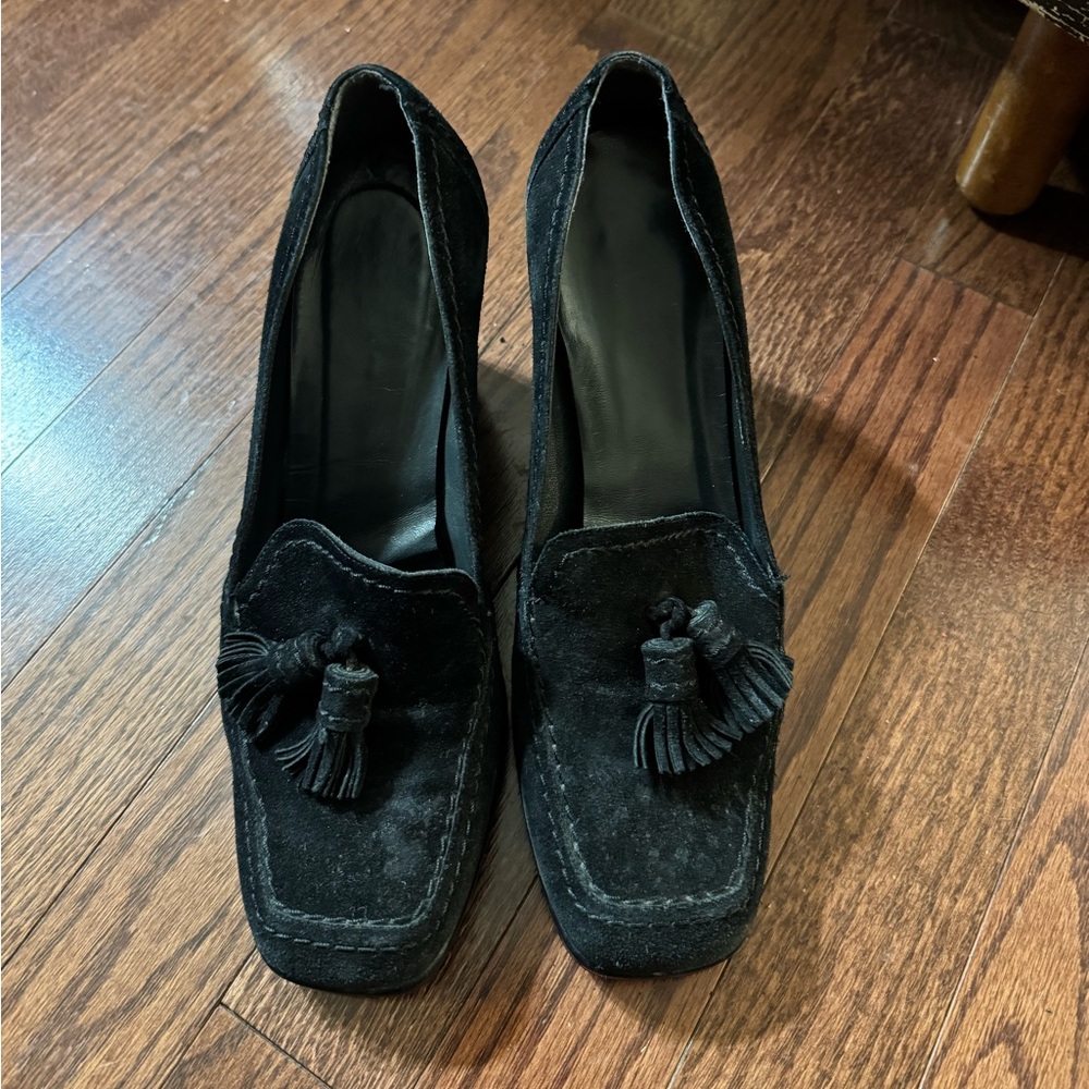 Stuart Wetzman suede wedge shoes